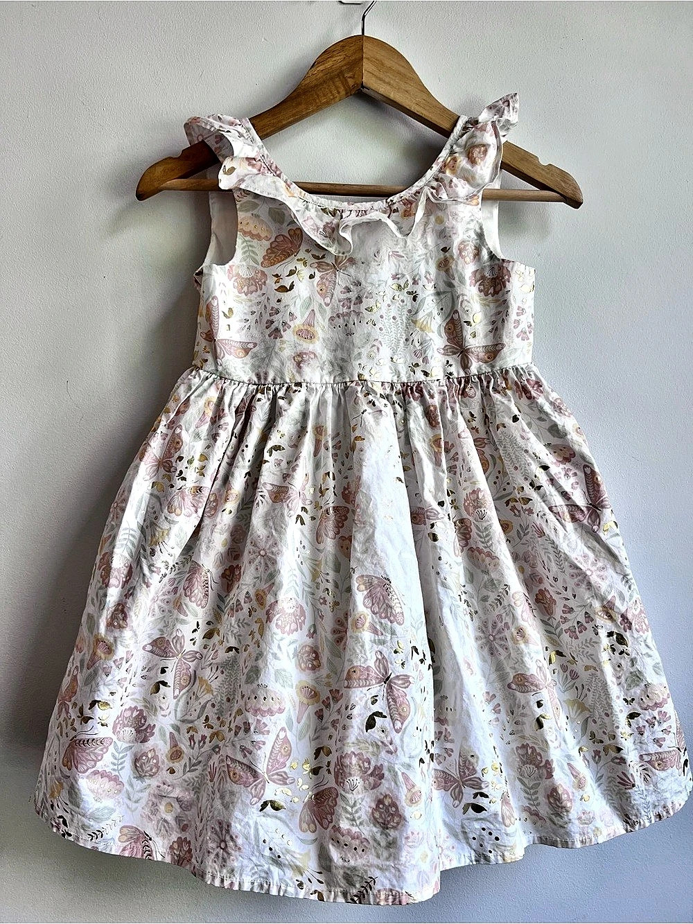 The Prairie Little Girl Party Formal Pastel Pink, Green & Gold Floral Bow Dress